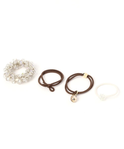 studio CLIP（スタディオクリップ）の「4SETデザインミニポニー（ヘアゴム・レディース・グレー/ベージュ/その他1/その他2/ブラウン/オフホワイト/スモーク/アイボリー・FREE）」の2枚目の写真