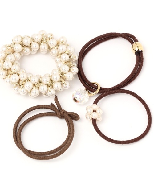 studio CLIP（スタディオクリップ）の「4SETデザインミニポニー（ヘアゴム・レディース・グレー/ベージュ/その他1/その他2/ブラウン/オフホワイト/スモーク/アイボリー・FREE）」の12枚目の写真