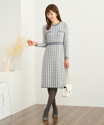 千鳥格子 ニットジャカード ワンピース Prima Scherrer