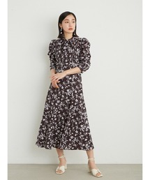 希少美品リリー ブラウンLily Brownチェーン柄ボウタイワンピース ロング 希少美品リリー ブラウンLily Brownチェーン柄ボウタイワンピース