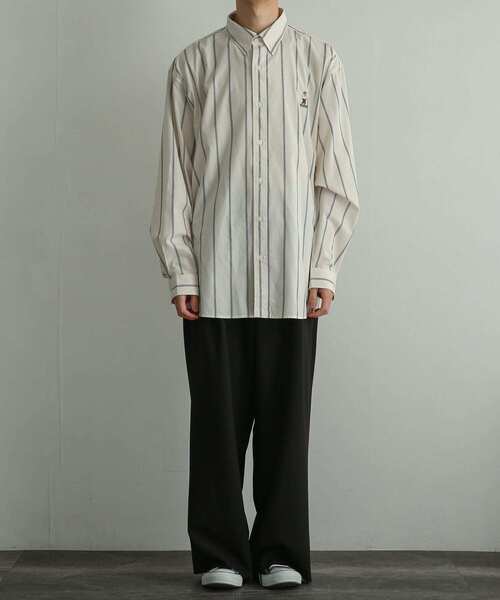 SENSE OF PLACE by URBAN RESEARCH（センスオブプレイスバイアーバンリサーチ）の「『別注』TeddyBear×SENSE OF PLACE　テディベアストライプシャツ（シャツ/ブラウス・メンズ・ブルー/ライトカーキ/ライトベージュ・MEDIUM/LARGE）」の15枚目の写真