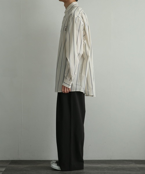 SENSE OF PLACE by URBAN RESEARCH（センスオブプレイスバイアーバンリサーチ）の「『別注』TeddyBear×SENSE OF PLACE　テディベアストライプシャツ（シャツ/ブラウス・メンズ・ブルー/ライトカーキ/ライトベージュ・MEDIUM/LARGE）」の16枚目の写真