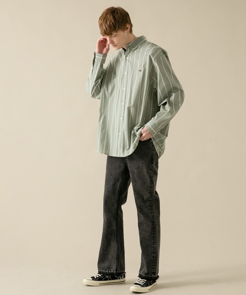 SENSE OF PLACE by URBAN RESEARCH（センスオブプレイスバイアーバンリサーチ）の「『別注』TeddyBear×SENSE OF PLACE　テディベアストライプシャツ（シャツ/ブラウス・メンズ・ブルー/ライトカーキ/ライトベージュ・MEDIUM/LARGE）」の18枚目の写真