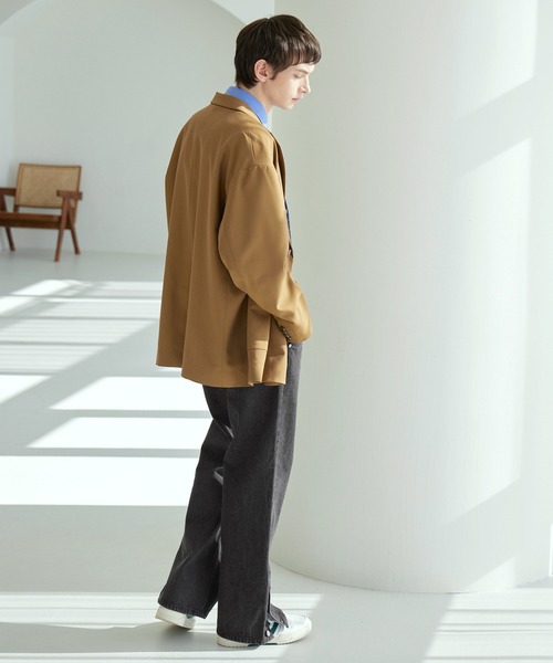 EMMA CLOTHES（エマクローズ）の「サイドボタンセミワイドストレートデニムパンツ EMMA CLOTHES（デニムパンツ・メンズ・グレー/ブルー・M/L）」の3枚目の写真