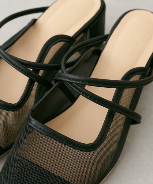 natural couture（ナチュラルクチュール）の「チュールストラップ付きミュール（パンプス・レディース・アイボリー/ブラック/ベージュ・MEDIUM/LARGE）」の15枚目の写真