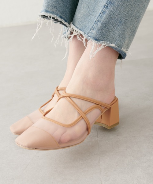 natural couture（ナチュラルクチュール）の「チュールストラップ付きミュール（パンプス・レディース・アイボリー/ブラック/ベージュ・MEDIUM/LARGE）」の9枚目の写真