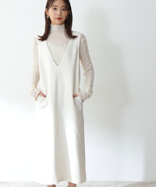 N.（N. Natural Beauty Basic）（エヌエヌナチュラルビューティーベーシック）の「◆Ｖカラージャンパースカート（ジャンパースカート・レディース・ナチュラル/ブラック/ベージュ・MEDIUM）」の11枚目の写真