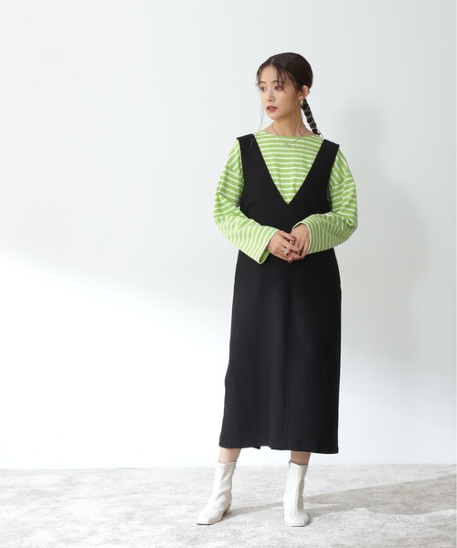 N.（N. Natural Beauty Basic）（エヌエヌナチュラルビューティーベーシック）の「◆Ｖカラージャンパースカート（ジャンパースカート・レディース・ナチュラル/ブラック/ベージュ・MEDIUM）」の8枚目の写真