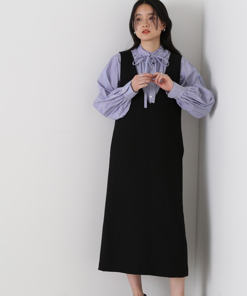 N.（N. Natural Beauty Basic）（エヌエヌナチュラルビューティーベーシック）の「◆Ｖカラージャンパースカート（ジャンパースカート・レディース・ナチュラル/ブラック/ベージュ・MEDIUM）」の18枚目の写真