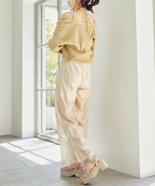 MAJESTIC LEGON(マジェスティックレゴン)の「キャミsetプレートニットカーデ(アンサンブル・レディース・イエロー/ピンク/ライトグリーン/ベージュ/チャコールグレー/ライトグレー・MEDIUM)」の7枚目の写真