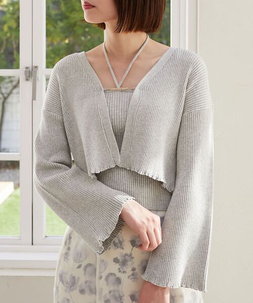 MAJESTIC LEGON(マジェスティックレゴン)の「キャミsetプレートニットカーデ(アンサンブル・レディース・イエロー/ピンク/ライトグリーン/ベージュ/チャコールグレー/ライトグレー・MEDIUM)」の20枚目の写真