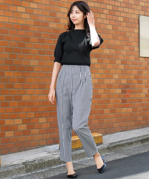 STRAWBERRY-FIELDS（ストロベリーフィールズ）の「ギンガムストレッチ　パンツ（その他パンツ・レディース・ブルー/ブラック・0/1/2）」の4枚目の写真