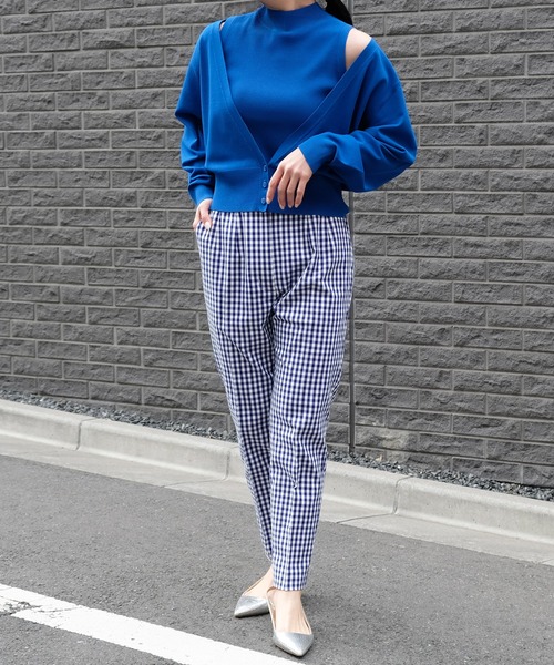 STRAWBERRY-FIELDS（ストロベリーフィールズ）の「ギンガムストレッチ　パンツ（その他パンツ・レディース・ブルー/ブラック・0/1/2）」の7枚目の写真