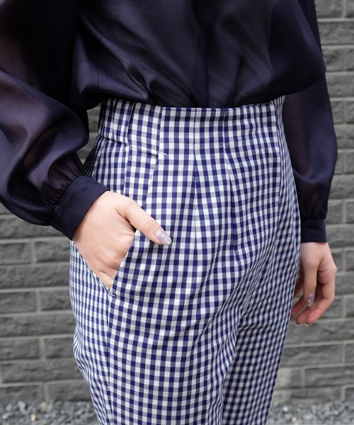 STRAWBERRY-FIELDS（ストロベリーフィールズ）の「ギンガムストレッチ　パンツ（その他パンツ・レディース・ブルー/ブラック・0/1/2）」の11枚目の写真