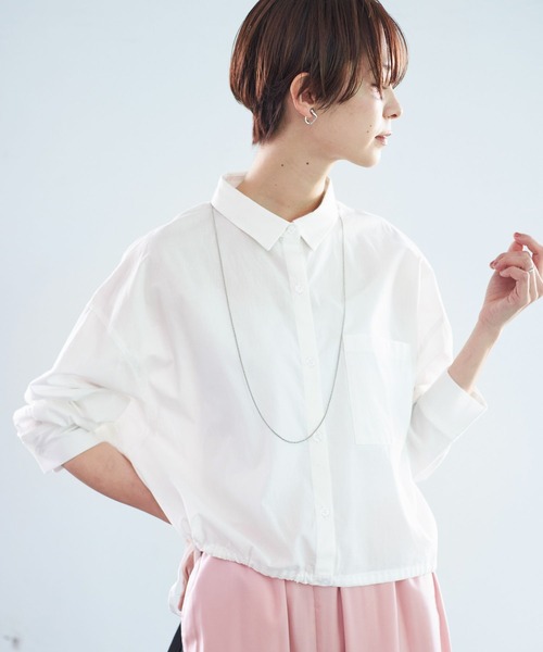 LEPSIM（レプシィム）の「ドロストショートシャツ　187118（シャツ/ブラウス・レディース・ブルー系その他/オフホワイト・FREE）」の3枚目の写真