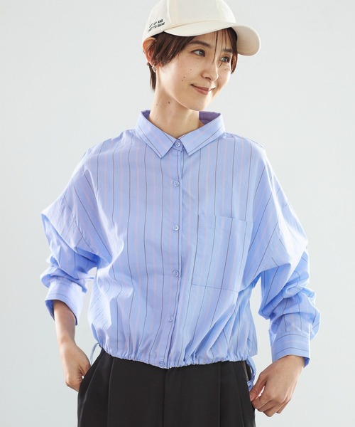 LEPSIM（レプシィム）の「ドロストショートシャツ　187118（シャツ/ブラウス・レディース・ブルー系その他/オフホワイト・FREE）」の7枚目の写真