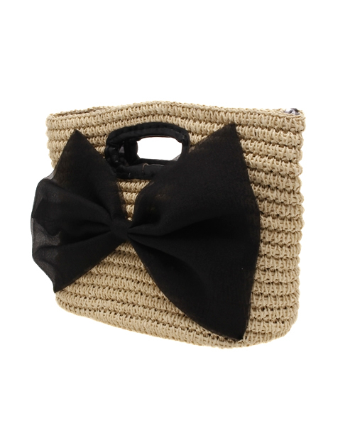 one after another NICE CLAUP（ワンアフターアナザーナイスクラップ）の「【ナイスクラップ】リボンかごバック（かごバッグ・レディース・レッド/ブラック・FREE）」の4枚目の写真