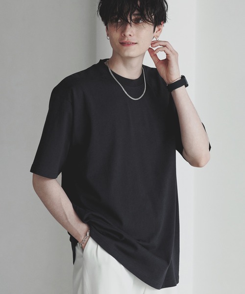 MONO-MART(モノマート)の「ハイスムースコットン ルーズフィットカットソー(Tシャツ/カットソー・メンズ・ライトグレー/グリーン/ブラック/モカ/ライトイエロー/アイボリー/ホワイト/オリーブ/チャコール/ブルーグレー/オレンジ・L/M/S)」の15枚目の写真