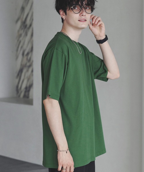 MONO-MART(モノマート)の「ハイスムースコットン ルーズフィットカットソー(Tシャツ/カットソー・メンズ・ライトグレー/グリーン/ブラック/モカ/ライトイエロー/アイボリー/ホワイト/オリーブ/チャコール/ブルーグレー/オレンジ・L/M/S)」の20枚目の写真