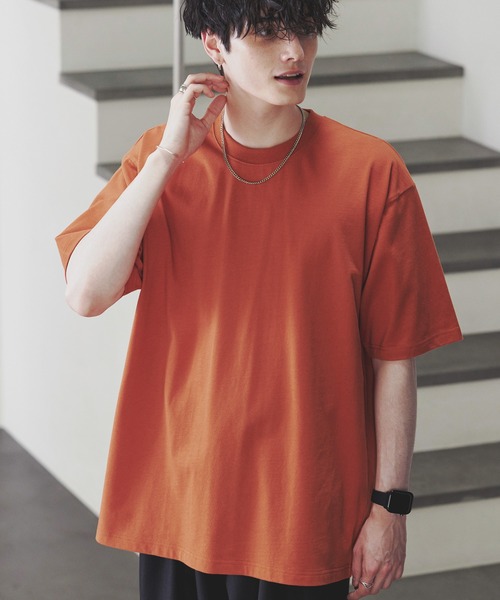 MONO-MART(モノマート)の「ハイスムースコットン ルーズフィットカットソー(Tシャツ/カットソー・メンズ・ライトグレー/グリーン/ブラック/モカ/ライトイエロー/アイボリー/ホワイト/オリーブ/チャコール/ブルーグレー/オレンジ・L/M/S)」の22枚目の写真