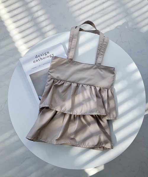 AS KNOW AS plus（アズノゥアズプラス）の「○ティアードフリルトートバッグ（トートバッグ・レディース・ピンク/ブラック/ライトベージュ/グレイッシュベージュ/ブラック系/シルバー系/アイボリー系/グリーン系その他/グレー系その他/ピンク系その他/ホワイト系その他/ブラック系その他・FREE）」の14枚目の写真