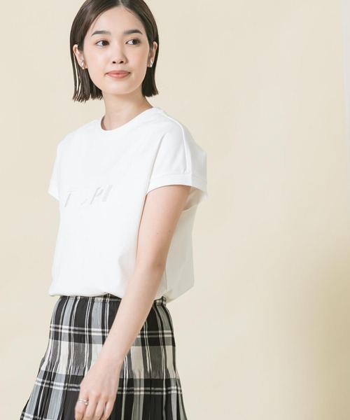 Gready Brilliant(グレディブリリアン)の「UTOPIEパールロゴTシャツ(Tシャツ/カットソー・レディース・ライトグレー/オレンジ/オフホワイト/チャコールグレー・FREE)」の12枚目の写真