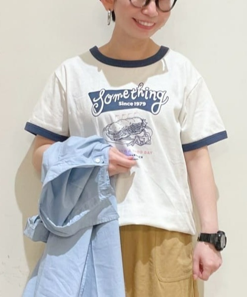 SOMETHING(サムシング)の「【SOMETHING】ヴィンテージリンガーTシャツ(Tシャツ/カットソー・レディース・ネイビー・L/M)」の1枚目の写真