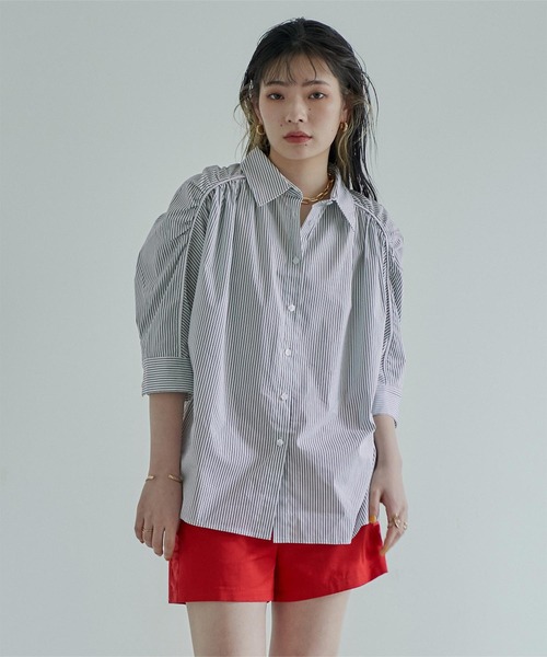 miette（ミエット）の「ギャザーラグランスリーブブラウス（シャツ/ブラウス・レディース・オフホワイト/ブルー・FREE）」の18枚目の写真