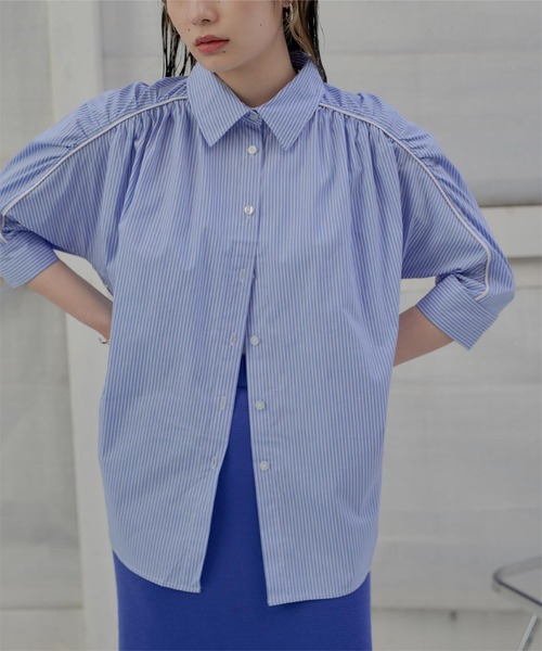 miette（ミエット）の「ギャザーラグランスリーブブラウス（シャツ/ブラウス・レディース・オフホワイト/ブルー・FREE）」の14枚目の写真