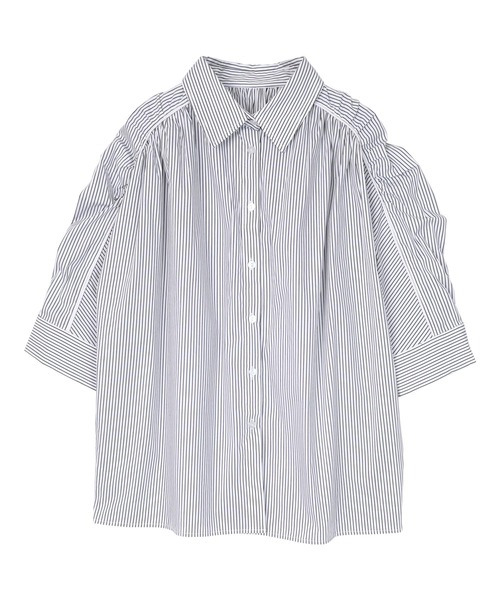 miette（ミエット）の「ギャザーラグランスリーブブラウス（シャツ/ブラウス・レディース・オフホワイト/ブルー・FREE）」の6枚目の写真