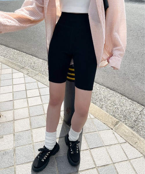 EPIMI E'PIMMY(エピミエピミー)の「リブカットバイカーパンツ(その他パンツ・レディース・ミント/杢グレー/ブラック/サックスブルー・MEDIUM)」の2枚目の写真