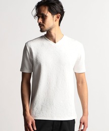 NICOLE CLUB FOR MEN | クラックエンボス半袖Ｖネックカットソー(Tシャツ/カットソー)
