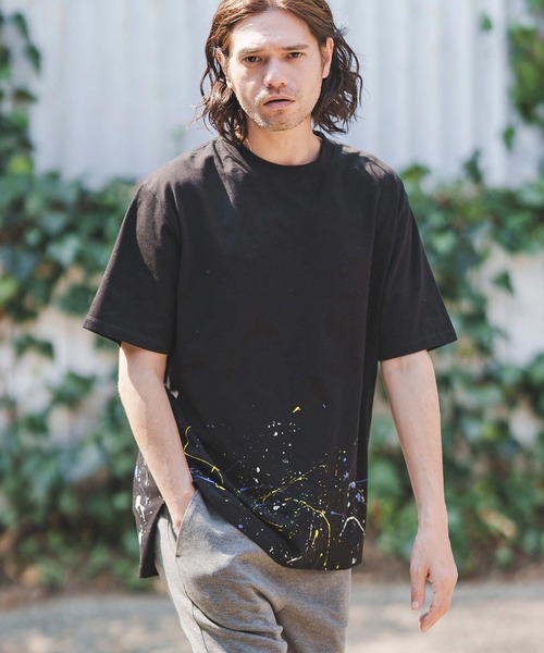 CAMBIO(カンビオ)の「mt8439-Splash Paint Tee Tシャツ(Tシャツ/カットソー・メンズ・ホワイト/ブラック・S/M/L)」の3枚目の写真