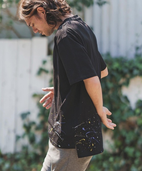 CAMBIO(カンビオ)の「mt8439-Splash Paint Tee Tシャツ(Tシャツ/カットソー・メンズ・ホワイト/ブラック・S/M/L)」の5枚目の写真