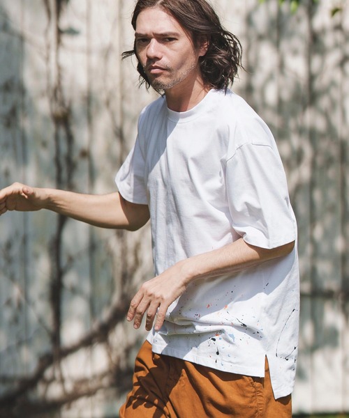 CAMBIO(カンビオ)の「mt8439-Splash Paint Tee Tシャツ(Tシャツ/カットソー・メンズ・ホワイト/ブラック・S/M/L)」の9枚目の写真