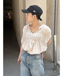 Ungrid | リネン混ギャザーノースリブラウス(シャツ/ブラウス)