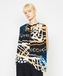 gomme | リーフプリント　ギャザードッキングブラウス(シャツ/ブラウス)