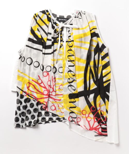 gomme（ゴム）の「リーフプリント　ギャザードッキングブラウス（シャツ/ブラウス・レディース・ホワイト/ブラック・MEDIUM）」の22枚目の写真