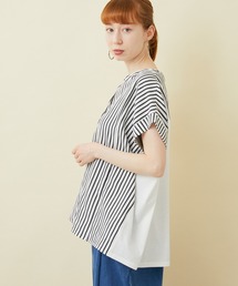 Dignite collier ストライプ切替ブラウス