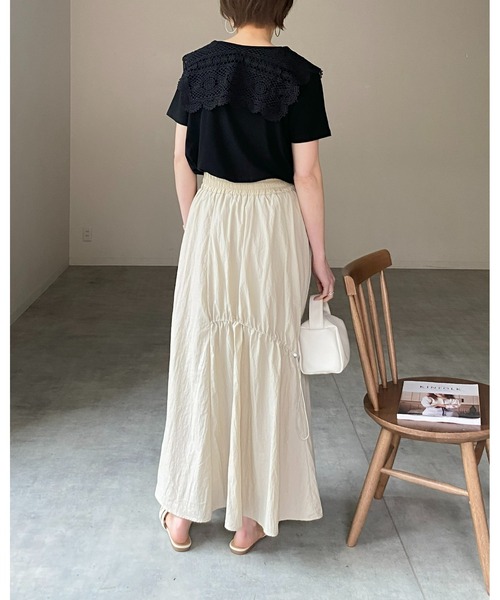 She's Closet（シーズクローゼット）の「クロシェ編みレースビッグ襟セーラーカラー半袖Tシャツ（Tシャツ/カットソー・レディース・ブラック/オフホワイト/ブルー・FREE）」の13枚目の写真