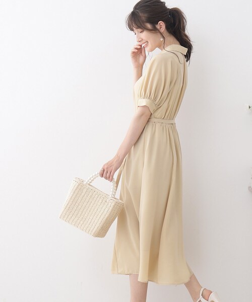 couture brooch(クチュールブローチ)の「◆【清楚で大人レトロ】オープンシャツ衿トキメキワンピ(ワンピース・レディース・アイボリー/ネイビー/レモンイエロー・36/40/38/42)」の10枚目の写真