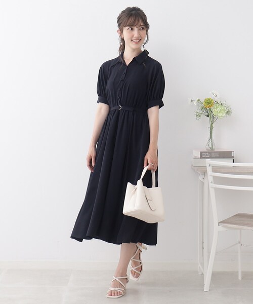 couture brooch(クチュールブローチ)の「◆【清楚で大人レトロ】オープンシャツ衿トキメキワンピ(ワンピース・レディース・アイボリー/ネイビー/レモンイエロー・36/40/38/42)」の6枚目の写真