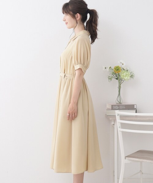 couture brooch(クチュールブローチ)の「◆【清楚で大人レトロ】オープンシャツ衿トキメキワンピ(ワンピース・レディース・アイボリー/ネイビー/レモンイエロー・36/40/38/42)」の8枚目の写真