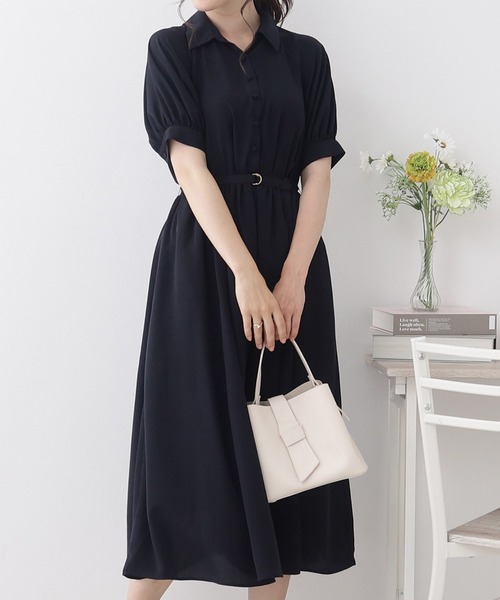 couture brooch(クチュールブローチ)の「◆【清楚で大人レトロ】オープンシャツ衿トキメキワンピ(ワンピース・レディース・アイボリー/ネイビー/レモンイエロー・36/40/38/42)」の3枚目の写真