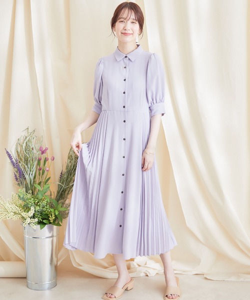 Jayro（ジャイロ）の「ボリューム袖サイドプリーツワンピース（ワンピース・レディース・ベージュ/ブラック/ラベンダー/ホワイト系その他/ブルー・M）」の5枚目の写真