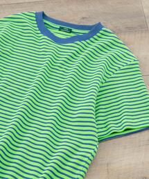 カラーボーダー ワッフルTシャツ