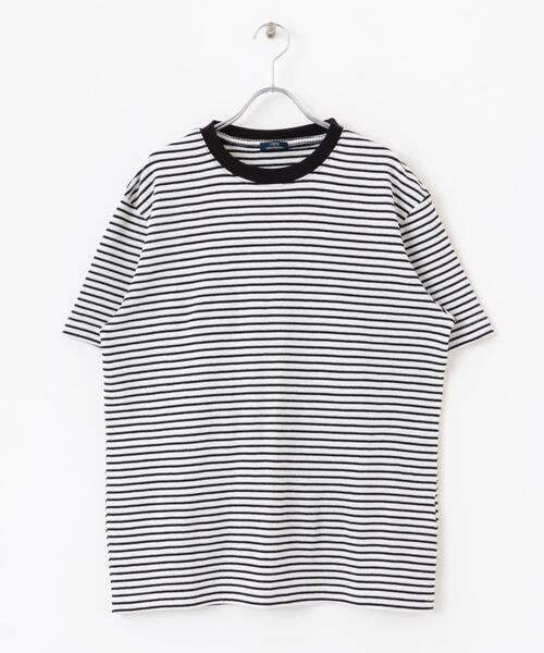 ITEMS URBANRESEARCH（アイテムズ アーバンリサーチ）の「カラーボーダー ワッフルTシャツ（Tシャツ/カットソー・メンズ・ベージュ/ホワイト/グリーン・LARGE/MEDIUM）」の8枚目の写真