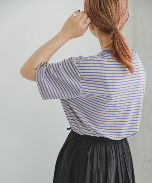 ITEMS URBANRESEARCH（アイテムズ アーバンリサーチ）の「カラーボーダー ワッフルTシャツ（Tシャツ/カットソー・メンズ・ベージュ/ホワイト/グリーン・LARGE/MEDIUM）」の13枚目の写真