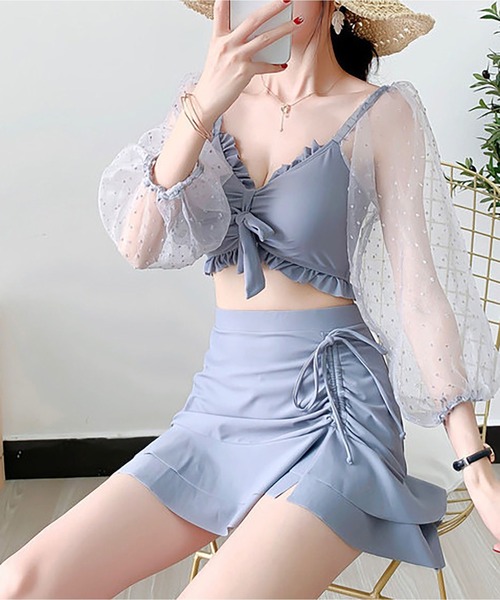 LOPASS(ロパス)の「水着2点セット(水着・レディース・グレイッシュブルー/ブラック・L/M/XL)」の10枚目の写真