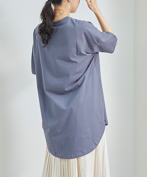 Fizz（フィズ）の「【Fizz/フィズ】　胸ポケット付きラウンドヘムビッグTシャツ（Tシャツ/カットソー・レディース・ブラック/アイボリー/ブルー/モカ/グリーン・L/M）」の11枚目の写真